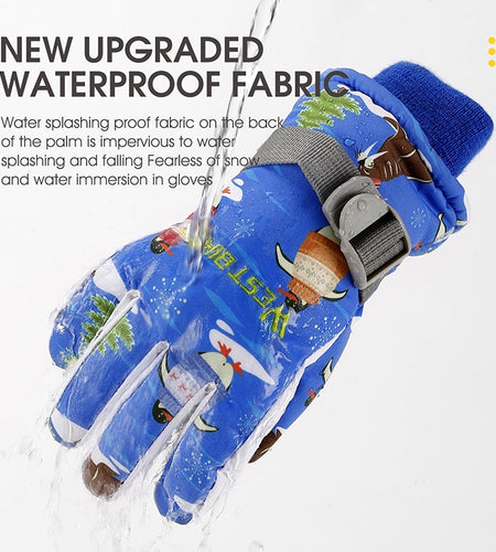 Winter Warm kids Ski Gloves Snowmobile Mittens Waterproof Skiing Snowboard Gloves Children Girl Boy Riding Gloves