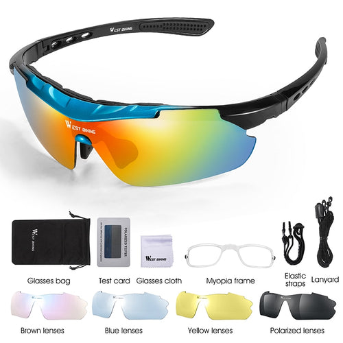 Load image into Gallery viewer, 5 Lens Polarized Cycling Eyewear Outdoor Sport Sun Glasses Bicycle Glasses Men Women Protection Goggles Bike Sunglasses
