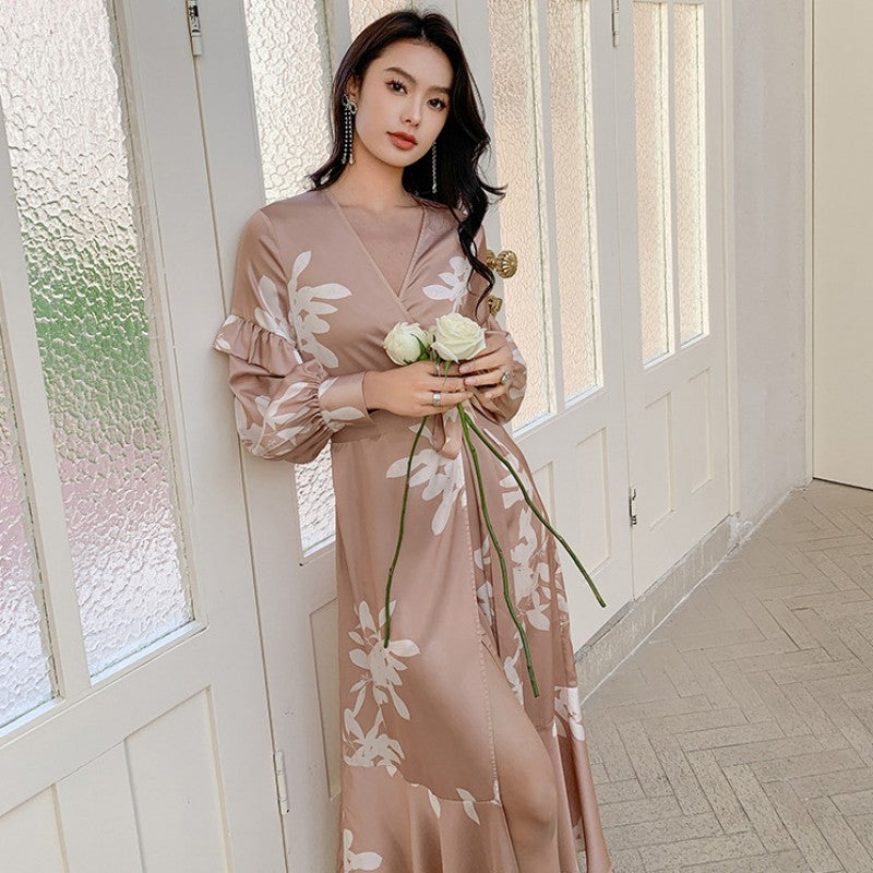 High Quality Women's Pajamas Long Robe Fishtail Skirt Sleepwear Satin Bathrobe Homewear Luxury Nightwear peignoir femme