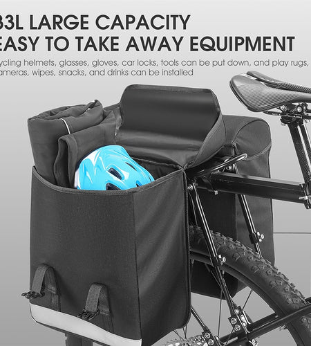 33L Large Capacity Cycling Pannier Double Side Bike Trunk Bag MTB Road Bicycle Travel Luggage Carrier Pack Bag