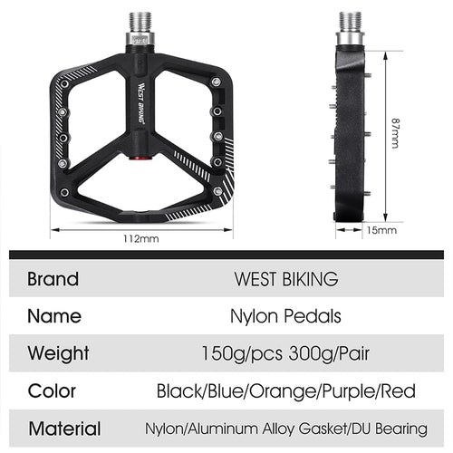 Load image into Gallery viewer, Ultralight Nylon Bicycle Pedals DU Sealed Bearings MTB Road BMX Pedals Non-Slip Waterproof Bike Part Flat Pedals
