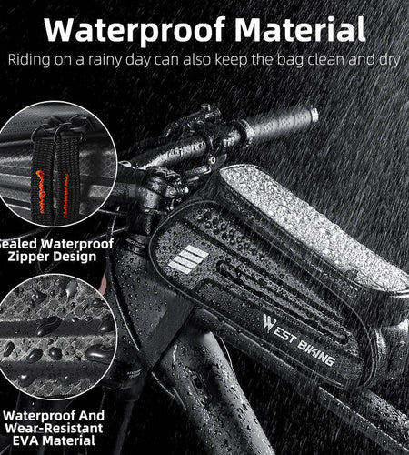 Waterproof Bicycle Bag Frame Front Tube Bag Touchscreen Cell Phone Holder Case Cycling Bag MTB Road Bike Accessories