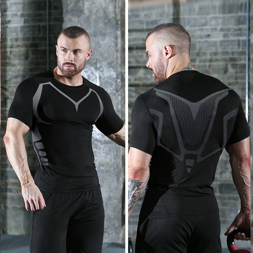 Load image into Gallery viewer, Men&#39;s Running Compression Tshirts Quick Dry Soccer Jersey Fitness Tight Sportswear Gym Sport Short Sleeve Shirt Breathable
