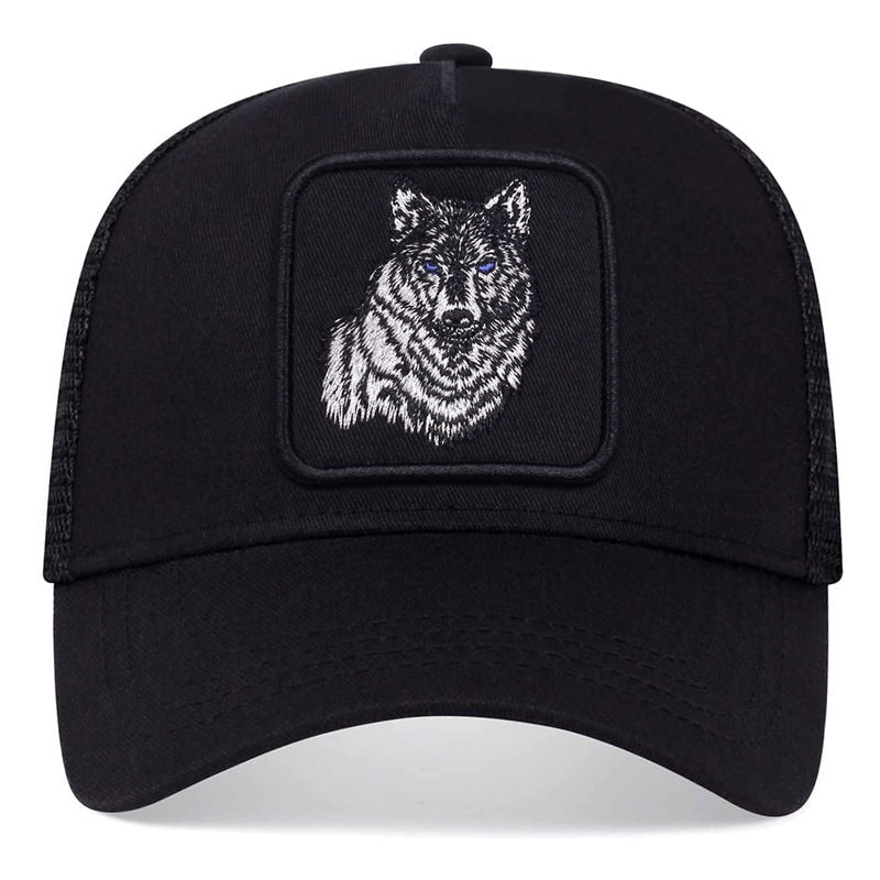 Wolf embroidered baseball cap truck driver hat