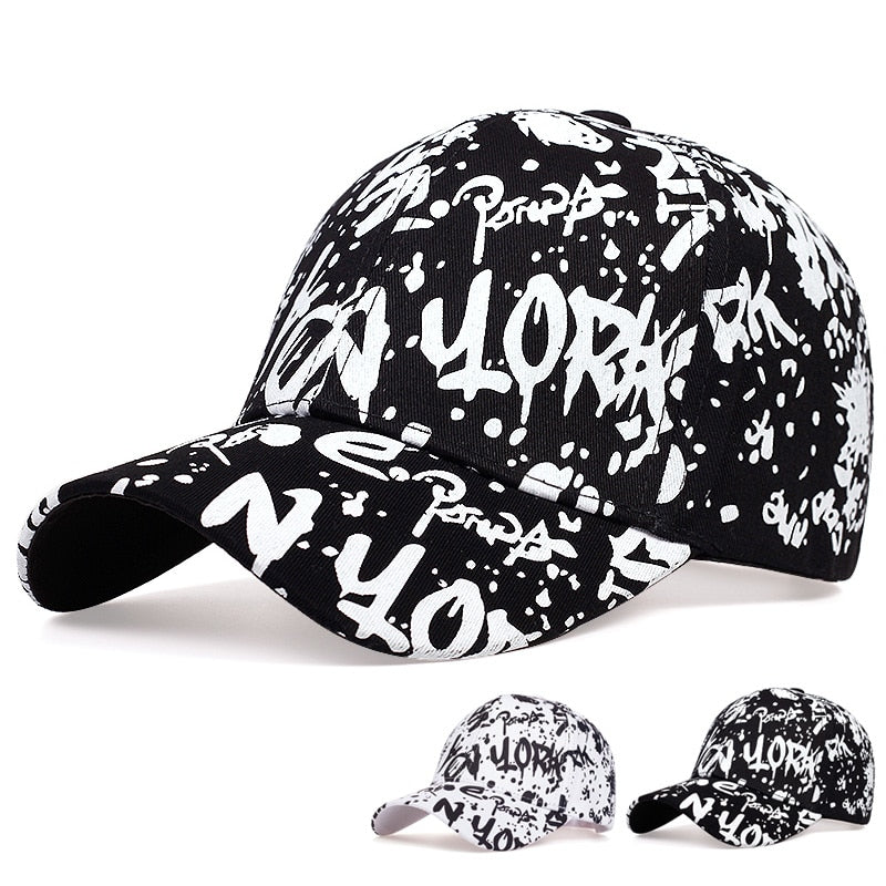 Letters graffiti printed baseball cap fashion outdoor cotton dad hat casual sports hip-hop hats men and women wild caps