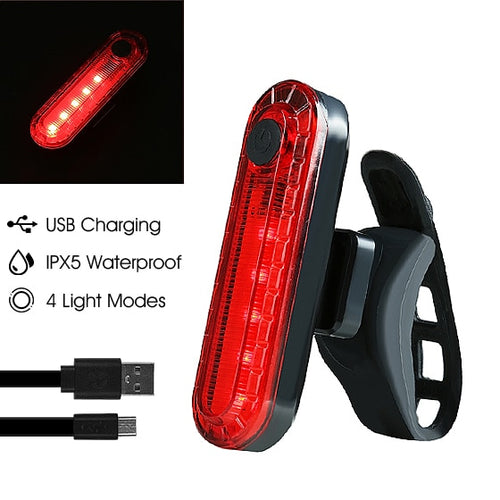 Load image into Gallery viewer, Bicycle Rear Light USB Rechargeable LED Tail Light Bike Accessories 6 Mode Cycling Safety Helmet Bag Lamp
