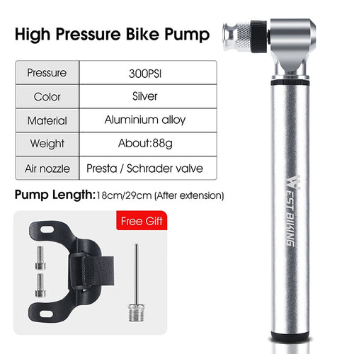 Load image into Gallery viewer, 300psi High Pressure Bike Pump Portable MTB Road Bicycle Hand Air Pump Schrader Presta Valve Cycling Tire Inflator
