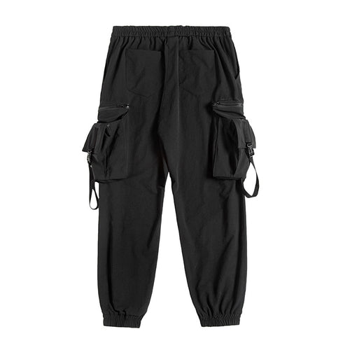 Load image into Gallery viewer, Tactical Functional Cargo Pants Joggers Men Ribbons Multi-pocket Trousers Autumn Hip Hop Streetwear Harem Pant Black WB755

