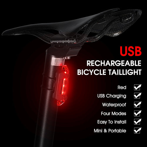 Load image into Gallery viewer, Bicycle Rear Light USB Rechargeable LED Tail Light Bike Accessories 6 Mode Cycling Safety Helmet Bag Lamp
