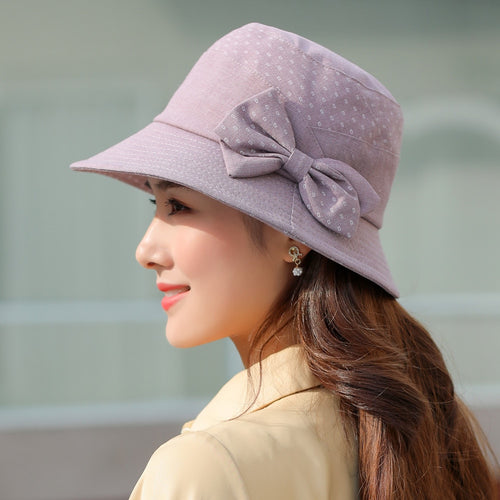 Load image into Gallery viewer, Woman Summer Hats With Visor Hat Fashion Bow Design Sun Hat Travel Mesh Bucket Hat
