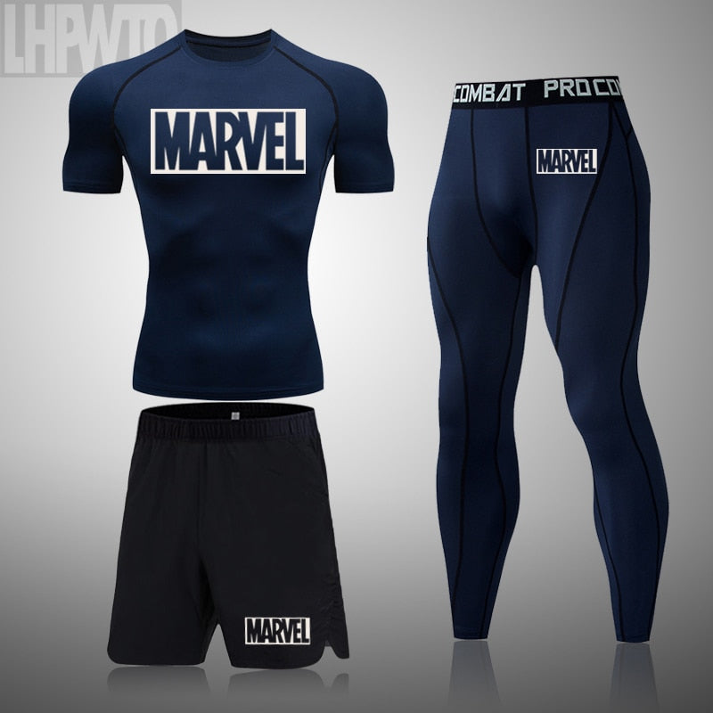 Brand Rash Guard Tight Running Shirt Men T-Shirt Short Sleeve Compression Shirt Gym T-Shirt Fitness Sport Set Men