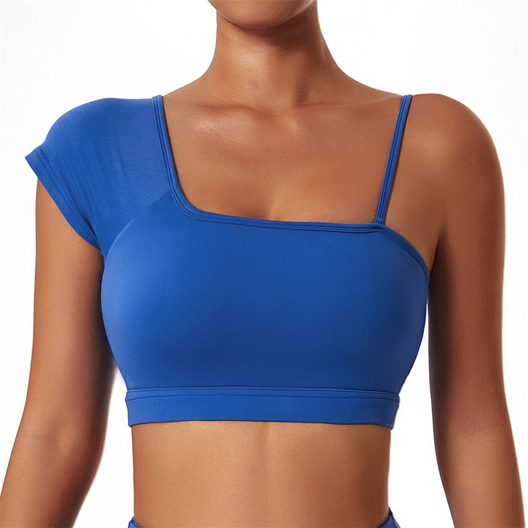 S - XL Seamless Yoga Bra Crop Tops Sexy Asymmetric Running Sports Underwear Female Shockproof Vest Fitness Bra Streetwear A079B