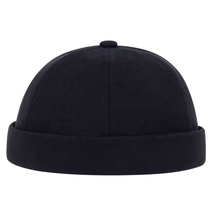 Men Women Skullcap Sailor Cap X Rivet Embroidery Warm Rolled Cuff Bucket Cap Brimless Hat Solid Color Adjustable Cotton Hats