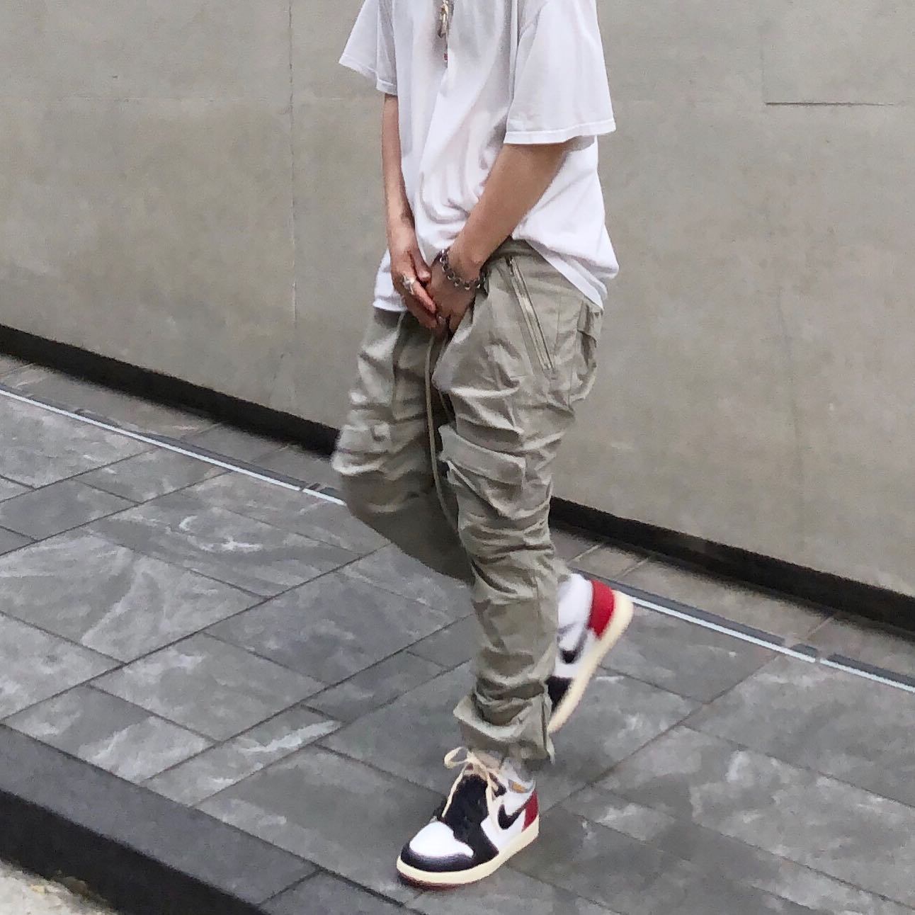 Hip Hop Cargo Pants Men Multi-pocket Patchwork Streetwear Joggers Trousers High Street Function Pant Elastic Waist Male Black