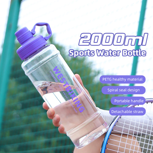 Load image into Gallery viewer, 2 Liter Transparent Sport Water Bottle Portable MTB Road Bike Bottle Cycling Running Gym Fitness 2L Straw Bottle
