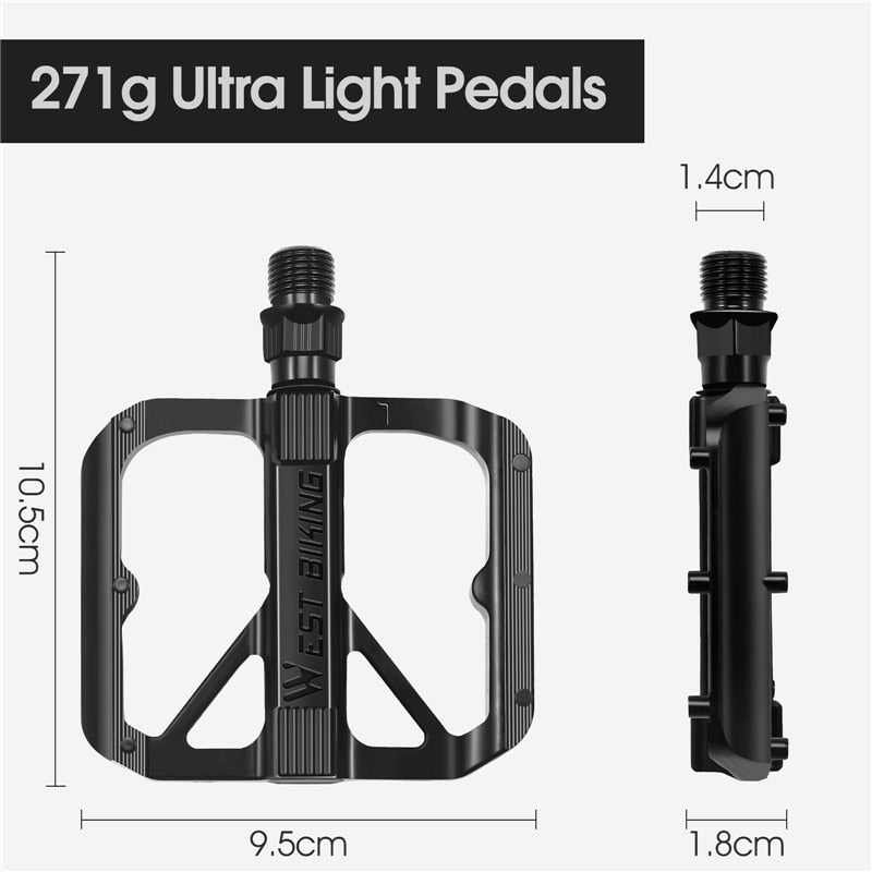 Ultralight Bicycle Pedals Aluminum Alloy MTB BMX Road Bike Pedal DU Bearing Anti-slip Flat Pedal Cycling Accessories