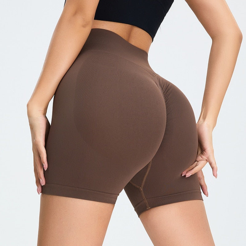 Seamless Biker Shorts Fitness Push Up Booty Shorts Spandex Solid Color High Waist Yoga Leggings Gym Clothing For Women