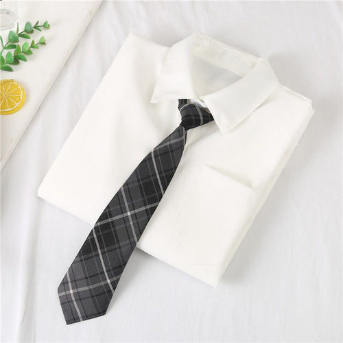 Load image into Gallery viewer, White Women Shirts School Long Sleeve Preppy Style Girls Button Up Shirts Fashion Harajuku Necktie Designed Ladies Tops
