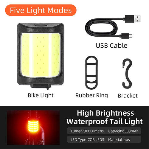 Load image into Gallery viewer, High-Brightness Taillights 180° Wide-Angle Bicycle Front And Rear Lights USB Rechargeable MTB Bike LED Floodlight
