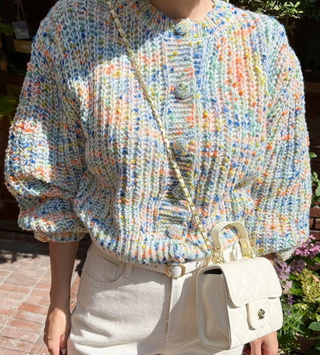 Rainbow Women Cardigan Sweater Fashion Button Fall Knitted Short Jacket Thick Casual O Neck Soft Ladies Jumper Coats