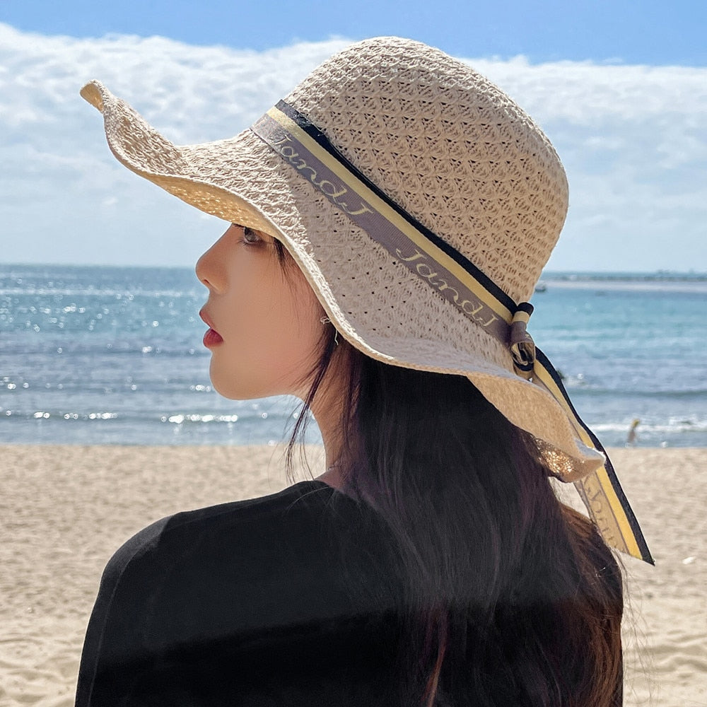 Summer Hats For Women Fashion Bow Design Straw Hat  Sun Hat Travel Beach Hat