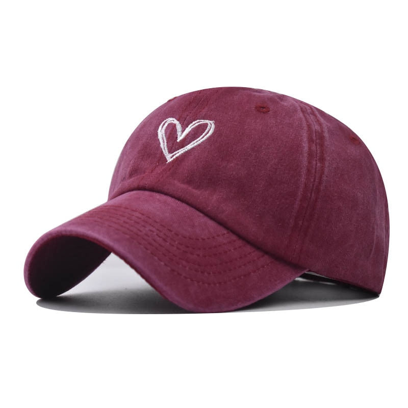 Love Heart Embroidery Mens Womens Baseball Caps Adjustable Snapback Hip Hop Caps Fashion Dad Hats Bone Garros