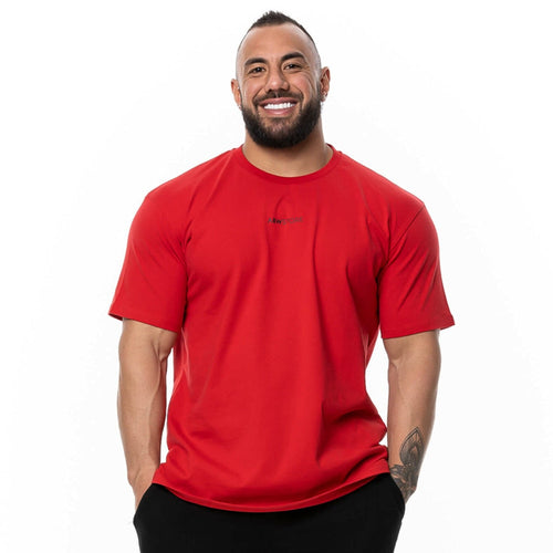 Load image into Gallery viewer, Red Loose Casual T-shirt Men Cotton Short Sleeve Shirt Male Gym Fitness Tees Tops Summer Sport Training Crossfit Brand Clothing
