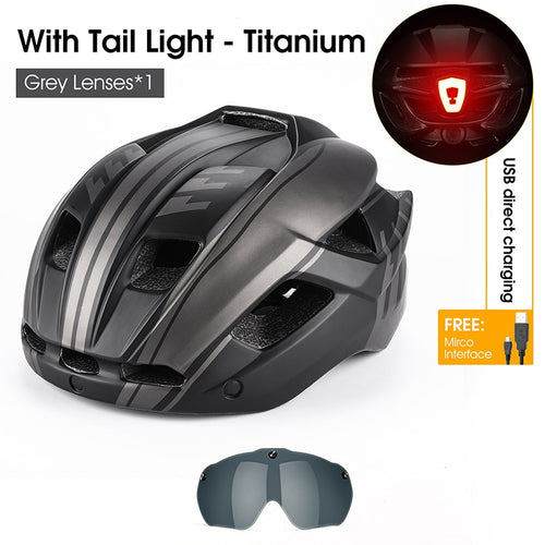 Load image into Gallery viewer, Safety Helmet With LED Light MTB Enduro Triathlon Specialized Road Bike Helmet Electric Scooter Helmet With Goggles
