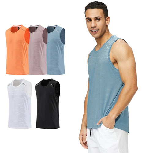 Load image into Gallery viewer, Quick Dry O-neck Fitness Tank Top Men Summer Muscle Vest Gym Clothing Bodybuilding Sleeveless Shirt Workout Sports Singlets
