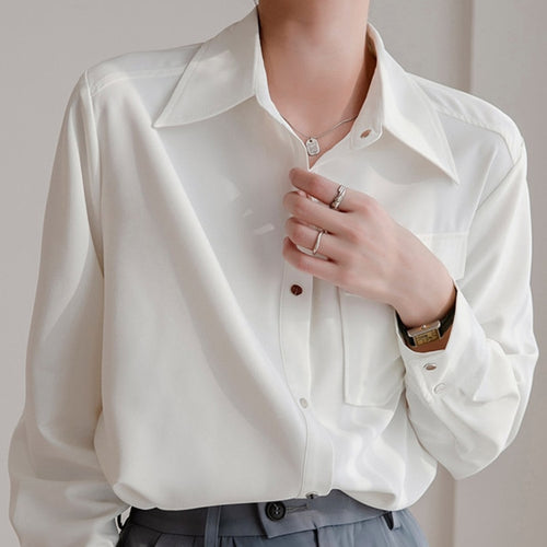 Load image into Gallery viewer, Chiffon Women Shirt White Office Ladies Button Up Long Sleeve Blouse Summer Fashion Turn Down Designed Female Tops
