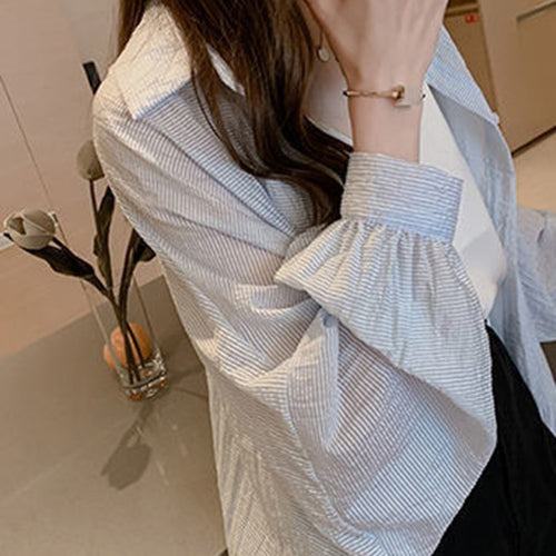 Load image into Gallery viewer, Thin Summer Women Long Shirts Long Sleeve Loose Korean  Oversize Sun Protection Shirt Fashion Button Casual Female Tops
