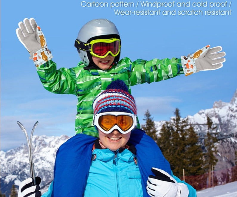 Winter Warm kids Ski Gloves Snowmobile Mittens Waterproof Skiing Snowboard Gloves Children Girl Boy Riding Gloves