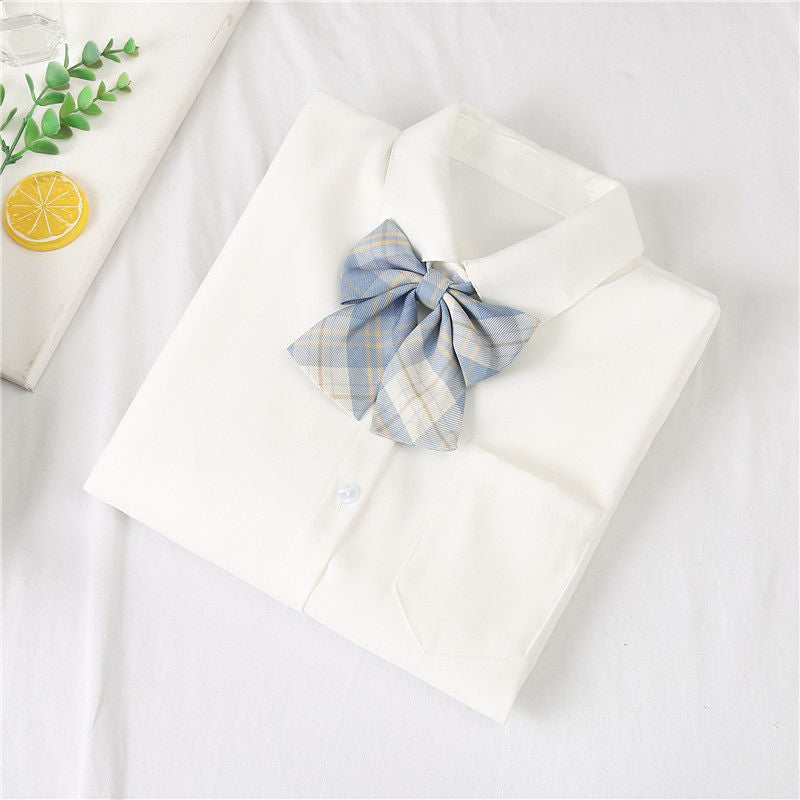 White Women Shirts School Long Sleeve Preppy Style Girls Button Up Shirts Fashion Harajuku Necktie Designed Ladies Tops