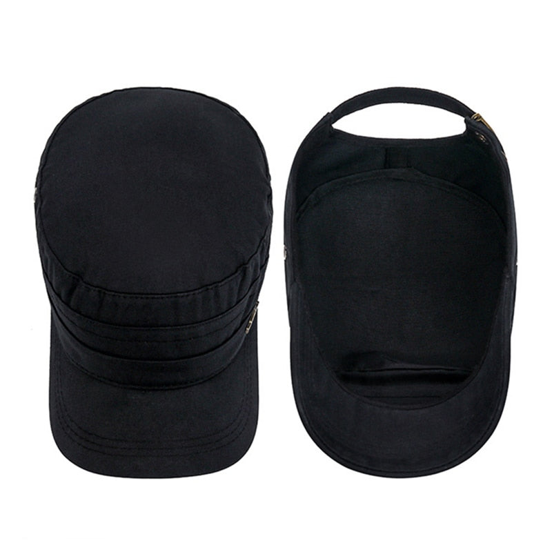 Solid Men's Military Hat All Cotton Baseball Cap Male Women's Flat Top Adjustable Snapback Gorras Trucker Caps