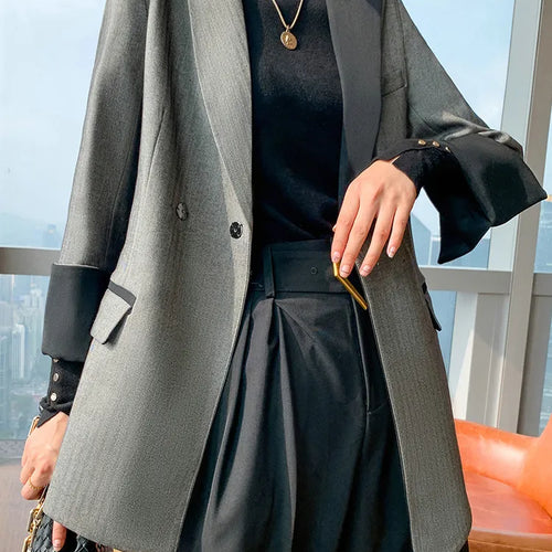 Load image into Gallery viewer, Irregular Hem Blazer For Women Notched Collar Long Sleeve Sashes Vintage Blazers Female Autumn Clothing Style
