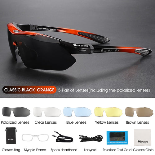Load image into Gallery viewer, 5 Lens Polarized Cycling Glasses Men Women Sports Sunglasses Road MTB Mountain Bike Bicycle Riding Goggles Eyewear
