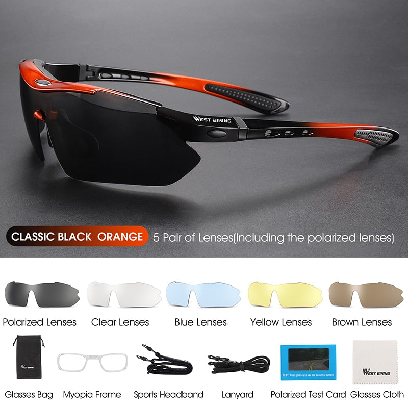 5 Lens Polarized Cycling Glasses Men Women Sports Sunglasses Road MTB Mountain Bike Bicycle Riding Goggles Eyewear