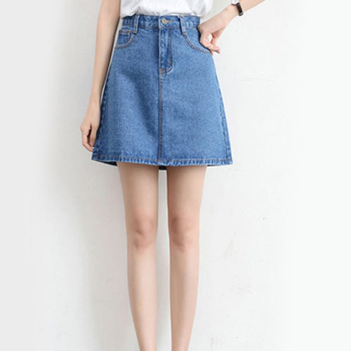 Load image into Gallery viewer, Sexy Women Denim Mini Skirt Fashion Summer High Waist Korean Black Skirt Blue Package Hip Jeans Harajuku Cotton S-3XL
