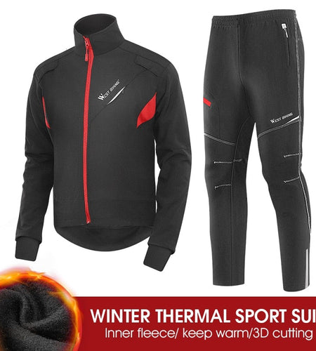Winter Thermal Cycling Set Bicycle Jacket  Clothes Pants Outdoor Sport Suit Windproof MTB Road Bike Men Sportswear