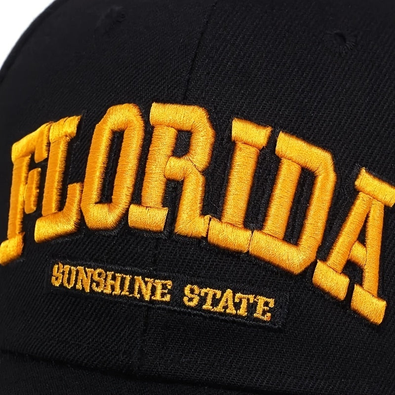 FLORIDA baseball Cap Letter embroidered Cotton Snapback Hat Men Women Trucker Caps Spring Summer outdoor Sun Hats