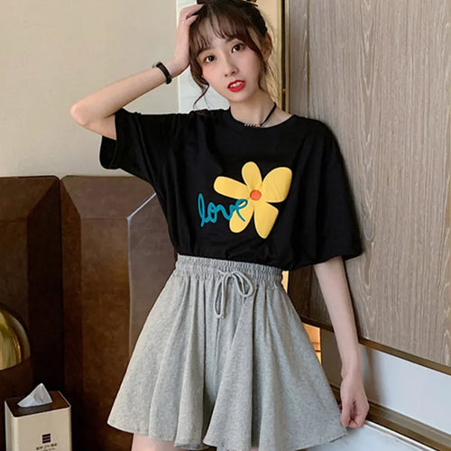 Load image into Gallery viewer, Shorts Women Summer High Waist Black Leisure Loose Sweat Fashion   Female Drawstring Korean Style Streetwear
