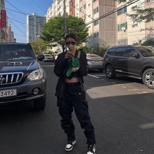 Load image into Gallery viewer, Hip Hop Cargo Pants Men Multi-pocket Patchwork Streetwear Joggers Trousers High Street Function Pant Elastic Waist Male Black
