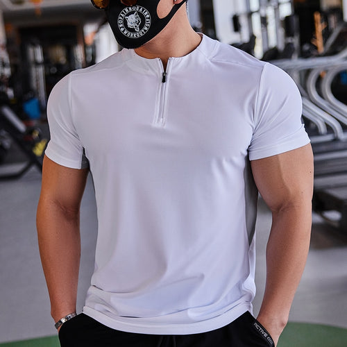 Load image into Gallery viewer, Fashion Mens Quick Dry Running Fitness T-Shirt Sports Tops Jersey Cool and Comfortable Shirts for Men with Stand Collar Design
