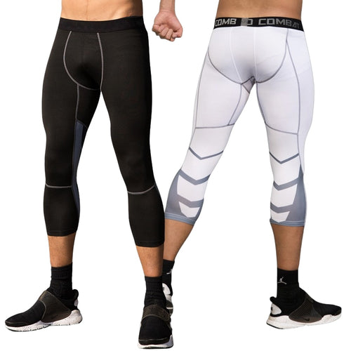 Load image into Gallery viewer, Men&#39;s Sports 3/4 Cropped Pants Gym Running Leggings Male Joggings Elastic Compressions Sweatpant Football Basketball Trousers
