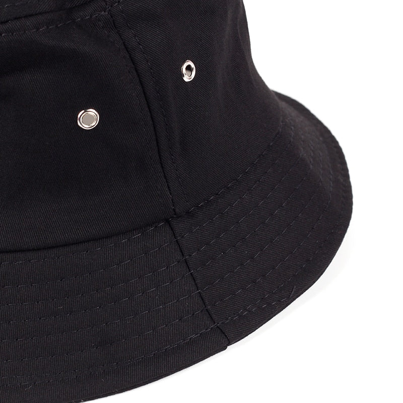 Solid Color iron pin rings personality Bucket Hat cap for unisex women men cotton fishermen caps