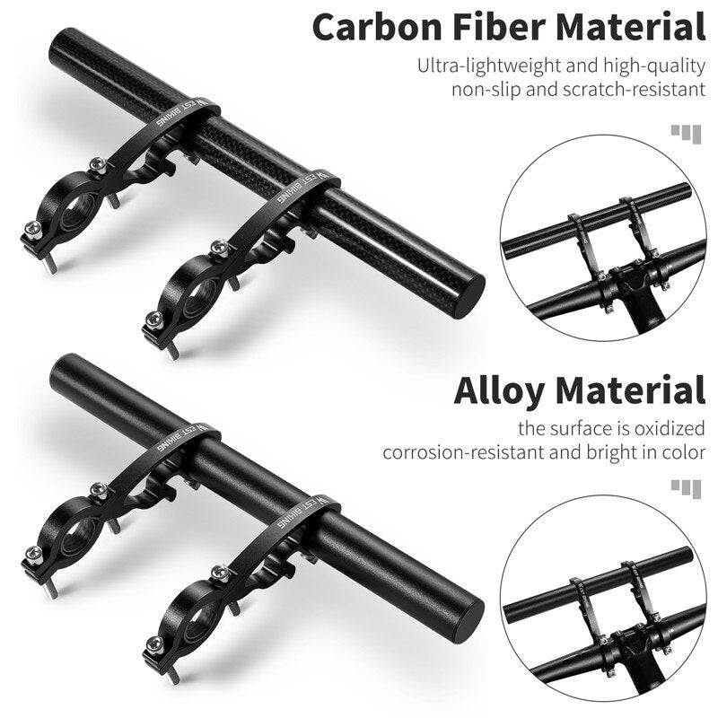 MTB Carbon Handlebar Extender Road Bike Integrated Handle Aluminium Extension Bar Bike Computer Light Phone Stand