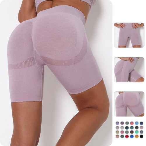 Load image into Gallery viewer, Sport short leggings women seamless Peach Hip Solid Color Sexy High Waist scrunch Pants
