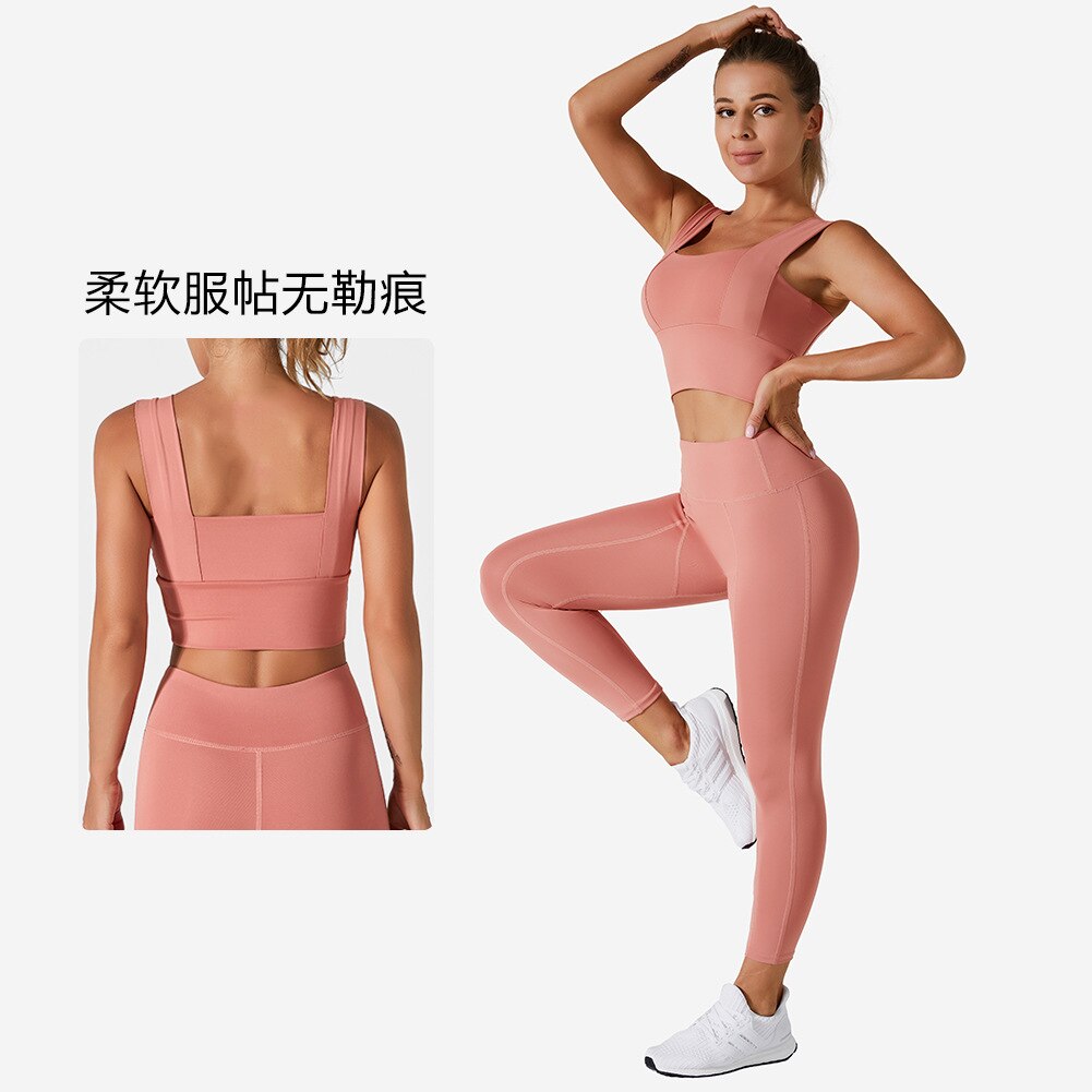 Two Piece Fitness Yoga Sets High Quality Seamless Women Clothes Tight Corset Hip Waist Lifting Leggings Workout Gym Sports Suits