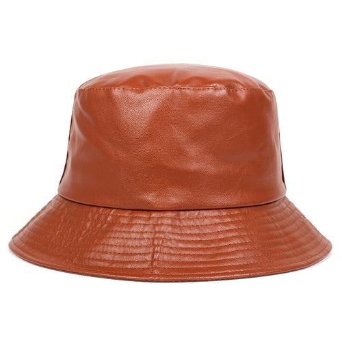 Load image into Gallery viewer, bucket hat faux leather bucket hats PU leather solid top men&#39;s and women&#39;s fashion bucket cap Panama fisherman caps
