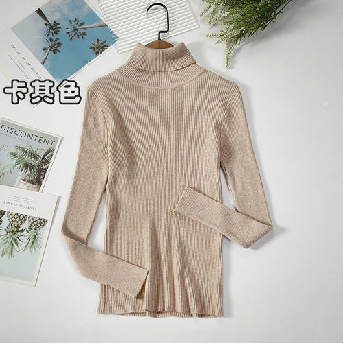 Load image into Gallery viewer, Basic Turtleneck Women Sweaters Autumn Winter Warm Pullover Slim Tops Ribbed Knitted Sweater Jumper Soft Pull Female

